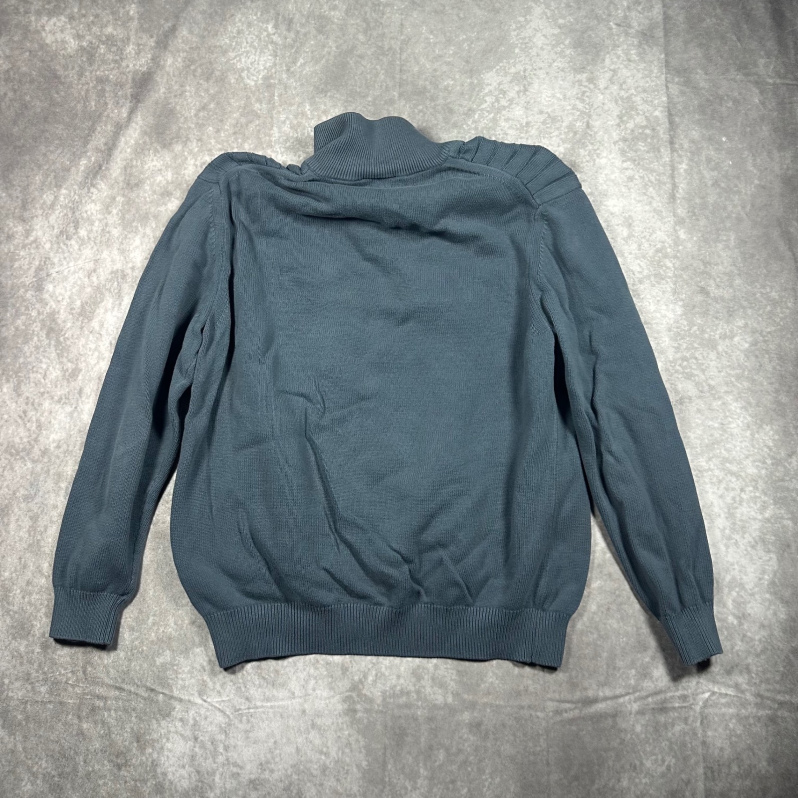 Lacoste Mens Vintage Washed Blue Quarter Zip Sweater Ribbed Size 6 L Preppy — image 2 of 8